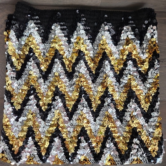 Gold Silver Sequins Highwaisted Pencil Skirt - Picture 4 of 11